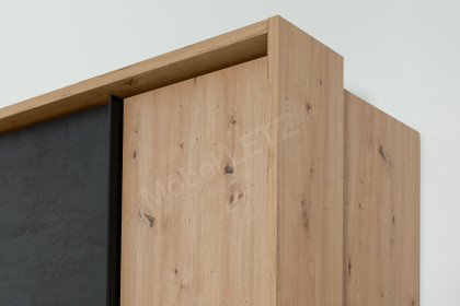 Spiez von SchlafKONTOR - Schrank mit Passepartout & Dämpfung Eiche - schwarz