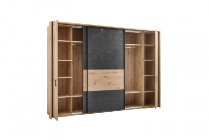 Spiez von SchlafKONTOR - Schrank mit Passepartout & Dämpfung Eiche - schwarz