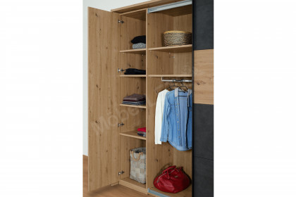 Spiez von SchlafKONTOR - Schrank mit Passepartout & Dämpfung Eiche - schwarz