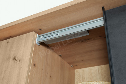 Spiez von SchlafKONTOR - Schrank mit Passepartout & Dämpfung Eiche - schwarz