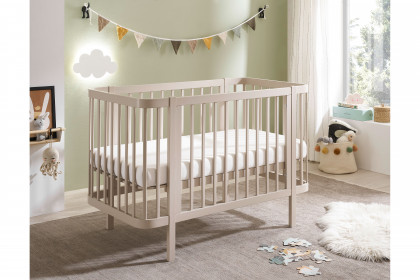 Peppini von BEGABINO - Babybett im Retro-Look Nadelholz kaschmir + Umbauseite
