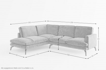 Bali von Primavera Furniture - Eckgarnitur Ausführung links hellgrau