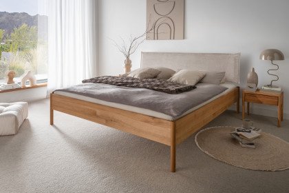 San-Diego-sleeping von Nature Living - Bett Wildeiche mit Stoffkopfteil Cord
