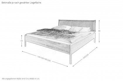 San-Diego-sleeping von Nature Living - Bett Wildeiche mit Stoffkopfteil Cord