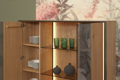 Yola von SCHÖNER WOHNEN - Highboard 6134 Kerneiche natur - inklusive Beleuchtung