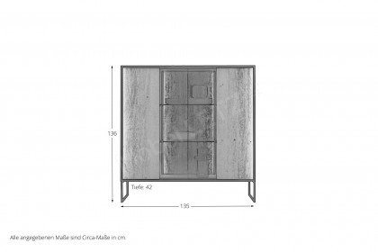Yola von SCHÖNER WOHNEN - Highboard 6134 Kerneiche natur - inklusive Beleuchtung