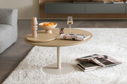 Henri-living von SCHÖNER WOHNEN - Couchtisch mit Tischplatte aus Eiche mit Lackgestell