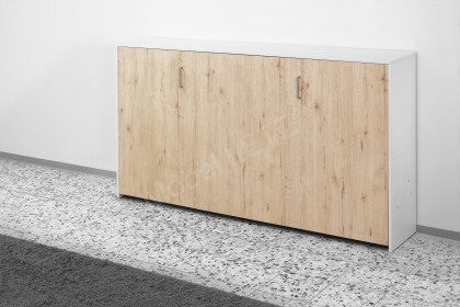 Venga von Nehl - Schrankklappbett quer weiß - San Remo Eiche Nachbildung
