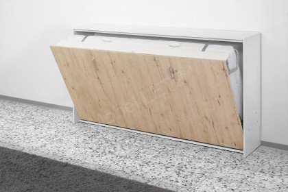 Venga von Nehl - Schrankklappbett quer weiß - San Remo Eiche Nachbildung