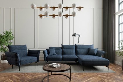Jakarta von Primavera Furniture - Ecksofa Ausführung rechts dunkelblau