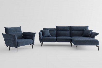 Jakarta von Primavera Furniture - Ecksofa Ausführung rechts dunkelblau