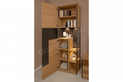 Andra-living von SCHÖNER WOHNEN - Wohnwand AD09 Eiche/ anthrazit mit Beleuchtung