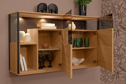 Andra-living von SCHÖNER WOHNEN - Wohnwand AD09 Eiche/ anthrazit mit Beleuchtung