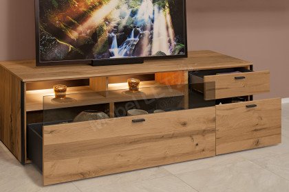 Andra-living von SCHÖNER WOHNEN - Wohnwand AD09 Eiche/ anthrazit mit Beleuchtung