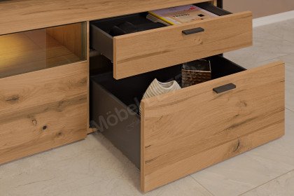 Andra-living von SCHÖNER WOHNEN - Wohnwand AD09 Eiche/ anthrazit mit Beleuchtung