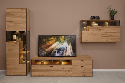 Andra-living von SCHÖNER WOHNEN - Wohnwand AD09 Eiche/ anthrazit mit Beleuchtung