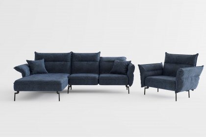 Jakarta von Primavera Furniture - Ecksofa Ausführung links dunkelblau
