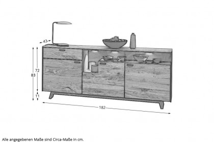 Andra-living von SCHÖNER WOHNEN - Sideboard Eiche rustico/ anthrazit