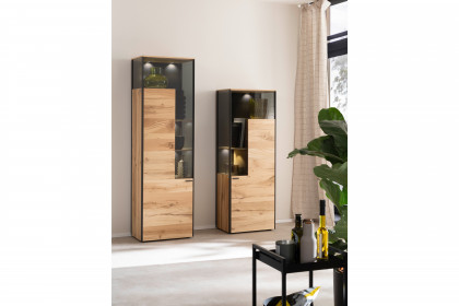 Andra-living von SCHÖNER WOHNEN - Vitrine Eiche rustico/ anthrazit