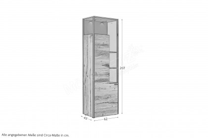Andra-living von SCHÖNER WOHNEN - Vitrine Eiche rustico/ anthrazit