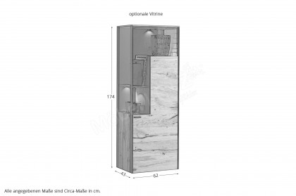 Andra-living von SCHÖNER WOHNEN - Vitrine Eiche rustico/ anthrazit