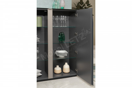 Vinci von LEONARDO Living - Highboard grau mit Metallabsetzung