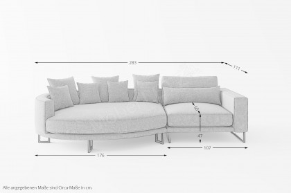 Natalia von Primavera Furniture - Polstersofa links dunkelgrau