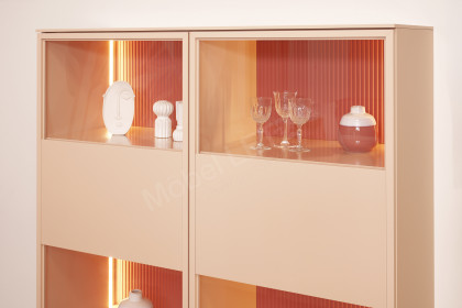 Amaya von SCHÖNER WOHNEN - Highboard in Glattlack puder und samtbeere