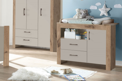 Bill von Mäusbacher - Kombi-Kommode mit Wickelaufsatz Viking Oak - taupe