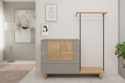 V/lacera sleeping von Voglauer - Kleiderständer mit Schubladen grau - Eiche