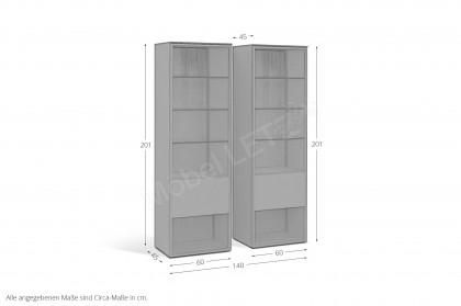 Amaya von SCHÖNER WOHNEN - Vitrinenset in Glattlack curry, mit Rillenstruktur
