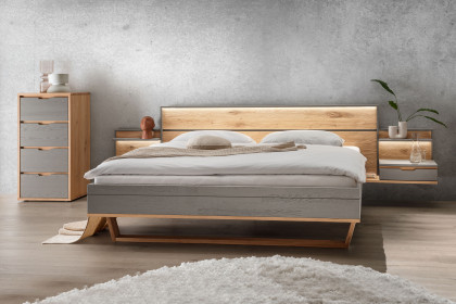 Alabama von Nature Living - Bett 140x200 cm grau - Wildeiche