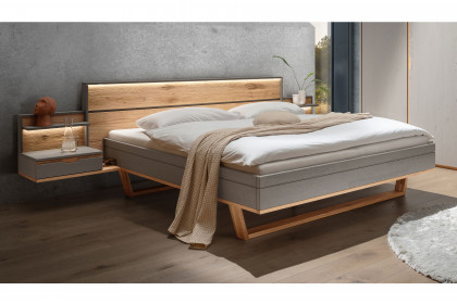 Alabama von Nature Living - Bett 140x200 cm grau - Wildeiche