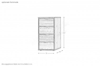 Alabama von Nature Living - Bett 140x200 cm grau - Wildeiche