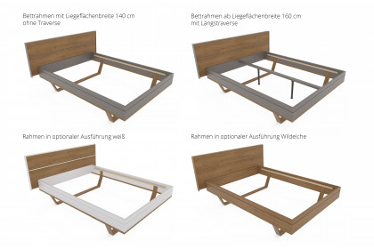 Alabama von Nature Living - Bett 140x200 cm grau - Wildeiche