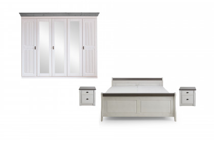 Eva von Jumek - Schlafzimmer-Set mit Landhaus-Feeling weiß-grau
