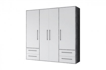 Mokkaris von Forte - Kombi-Kleiderschrank ca. 200 cm breit weiß - Beton
