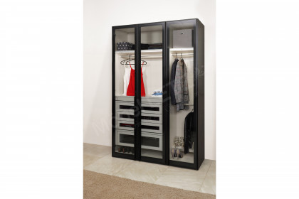 Topline von JUTZLER - Kleiderschrank 3-türig schwarz mit Rauchglastüren
