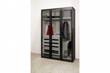 Topline von JUTZLER - Kleiderschrank 3-türig schwarz mit Rauchglastüren