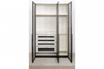 Topline von JUTZLER - Kleiderschrank 3-türig schwarz mit Rauchglastüren