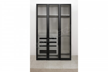 Topline von JUTZLER - Kleiderschrank 3-türig schwarz mit Rauchglastüren