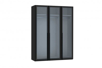 Topline von JUTZLER - Kleiderschrank 3-türig schwarz mit Rauchglastüren
