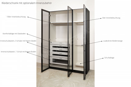 Topline von JUTZLER - Kleiderschrank 3-türig schwarz mit Rauchglastüren
