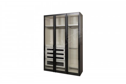 Topline von JUTZLER - Kleiderschrank 3-türig schwarz mit Rauchglastüren