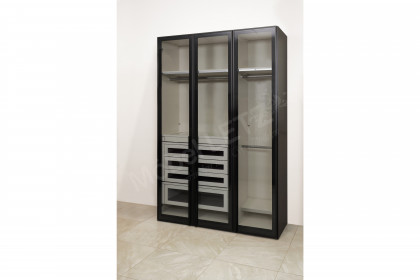 Topline von JUTZLER - Kleiderschrank 3-türig schwarz mit Rauchglastüren