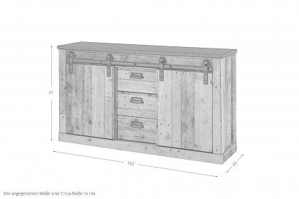 Sherwood von IMV Steinheim - breites Sideboard mit 3 Schubkästen