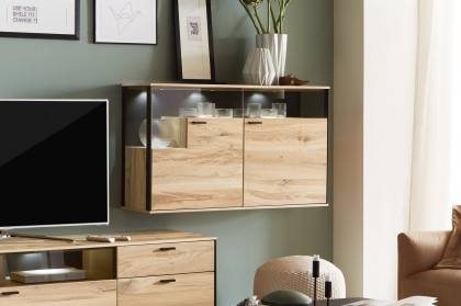 Andra-living von SCHÖNER WOHNEN - Hängevitrine Eiche rustico/ anthrazit