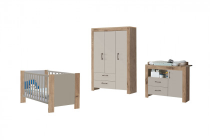 Bill von Mäusbacher - Babyzimmer-Set Viking Oak - taupe: Schrank, Bett, Wiko