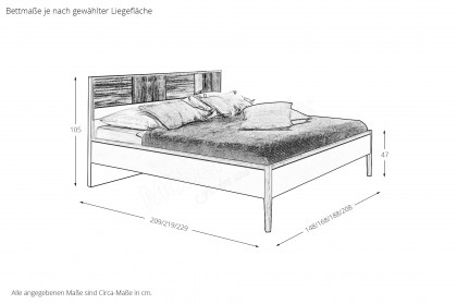 V/lacera sleeping von Voglauer - Bett Lack taupe - Wildeiche