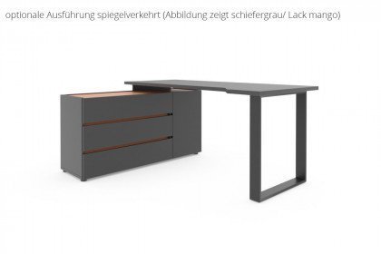 ZE+ von Rudolf - Eckschreibtisch mit Stauraum hellgrau - schiefergrau - türkis